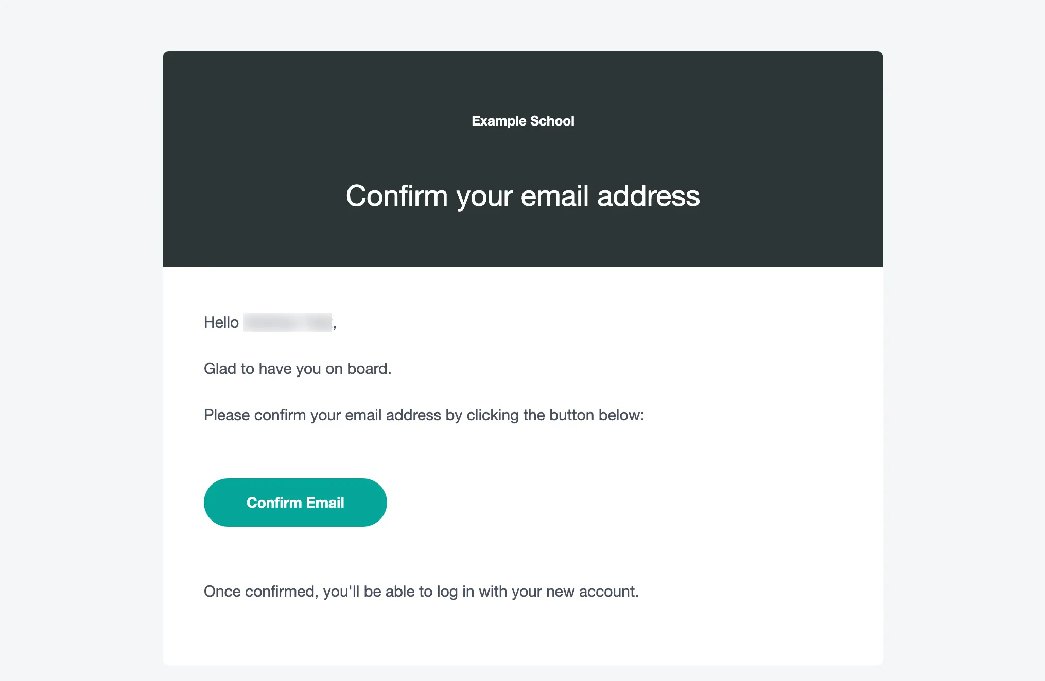 Teachable account confirmation email