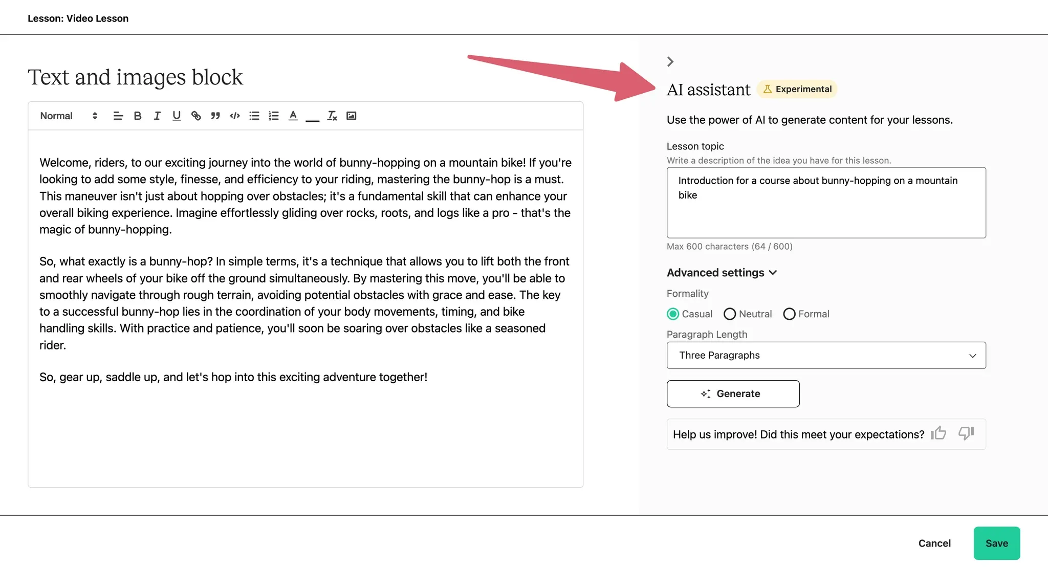 Teachable AI Lesson Writer screenshot