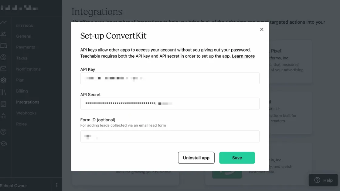 Teachable and ConvertKit integration