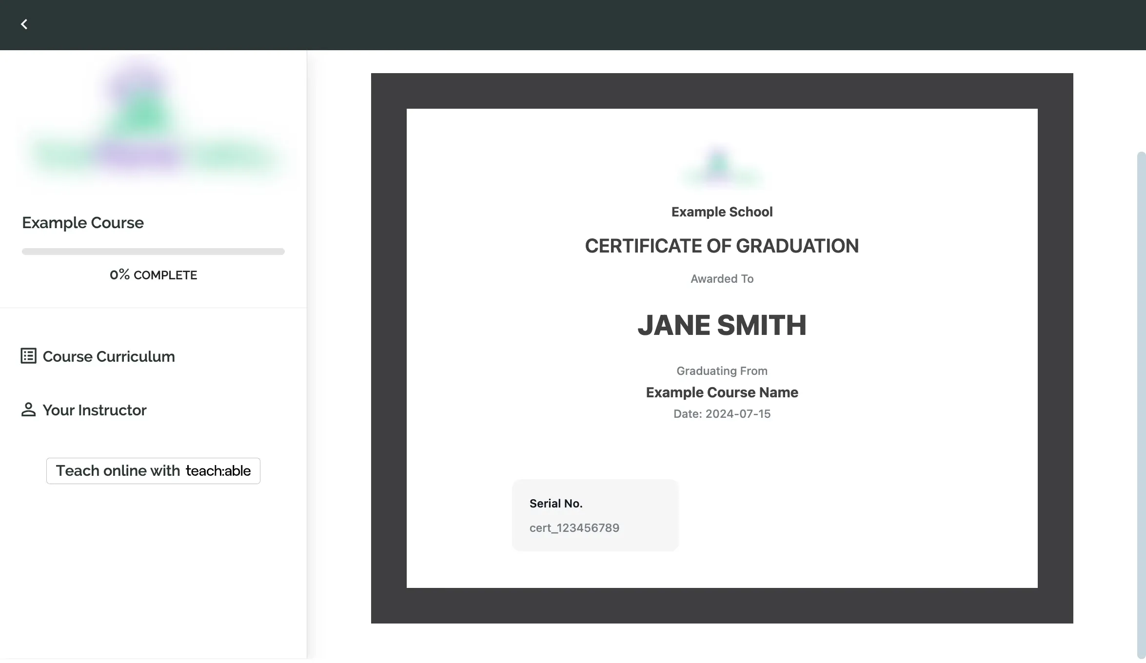 Teachable certificates preview