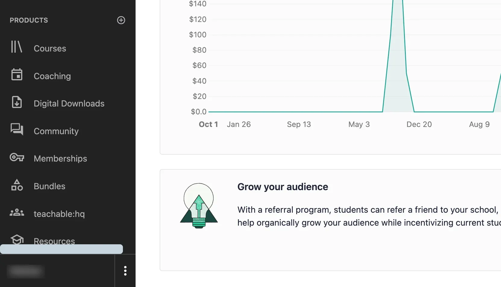 Teachable product types screenshot